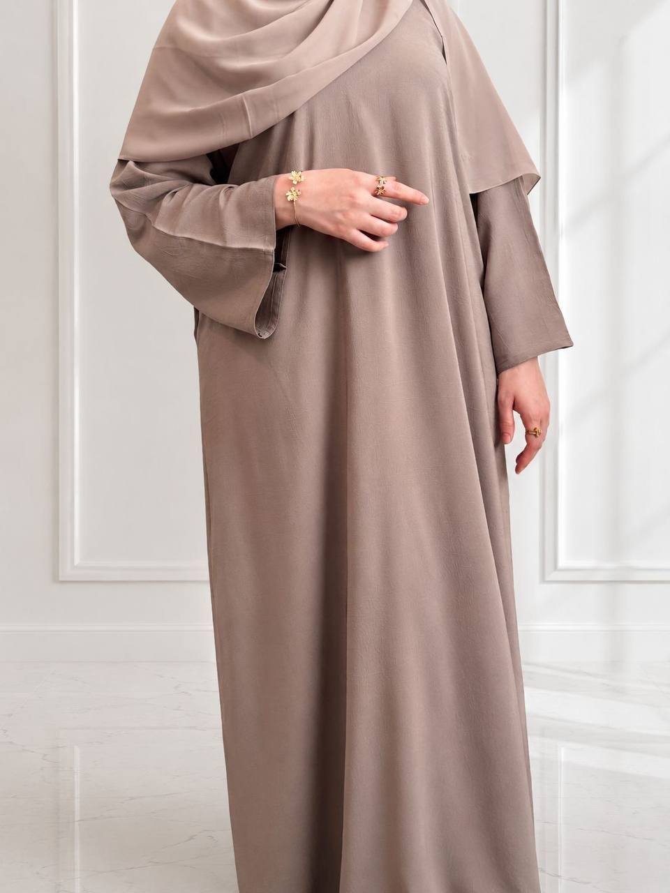 Beige closed  Arwa Abaya