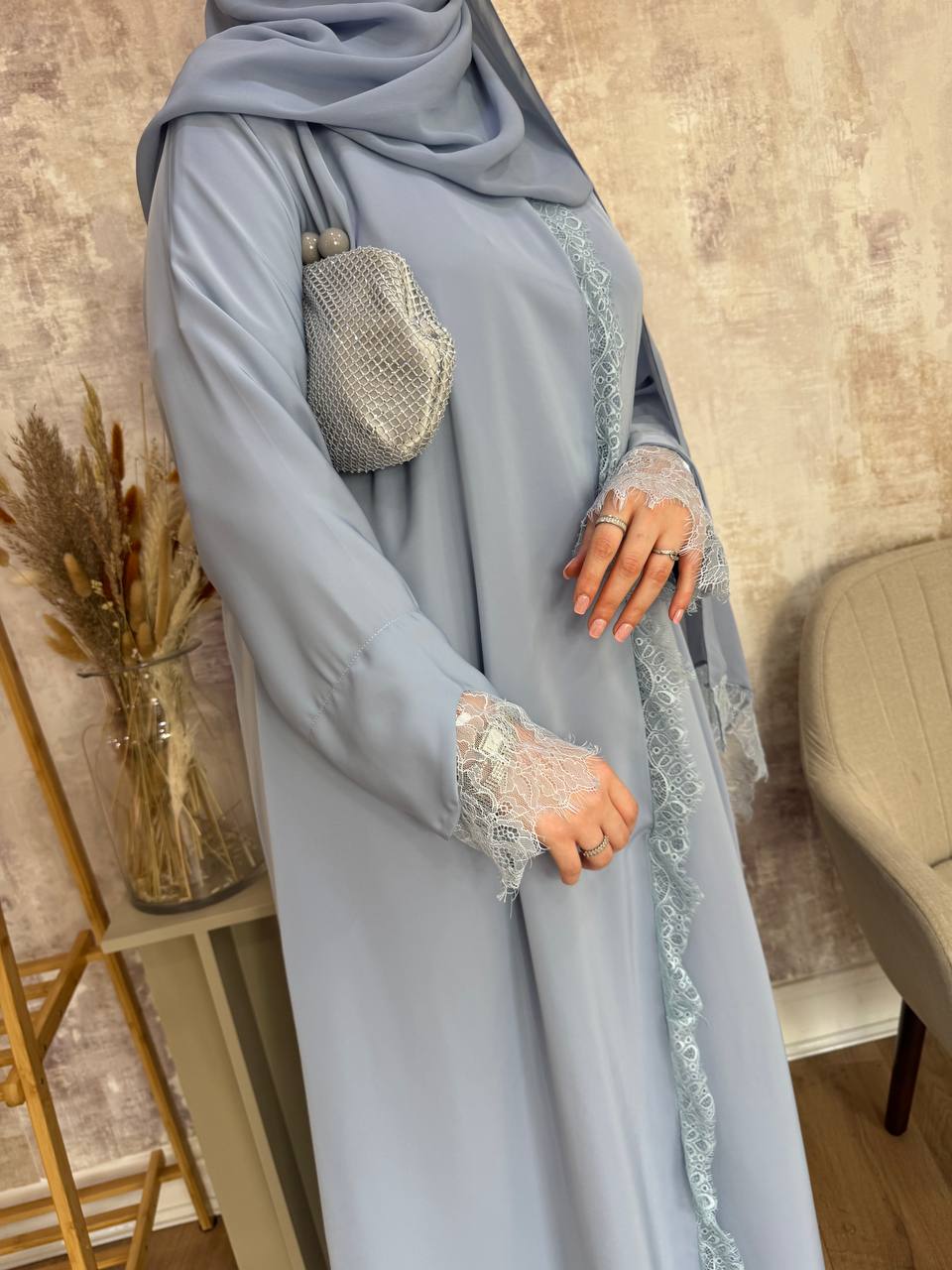 Lace Grace abaya in Blue thumbnail